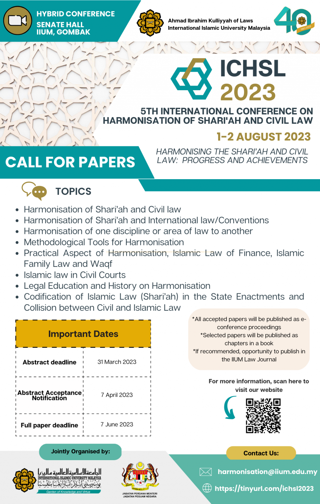 CALL FOR PAPER International Conference on Harmonisation of Shariah