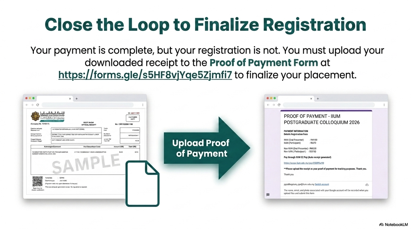 Step 6: Upload your receipt to the Proof of Payment Form